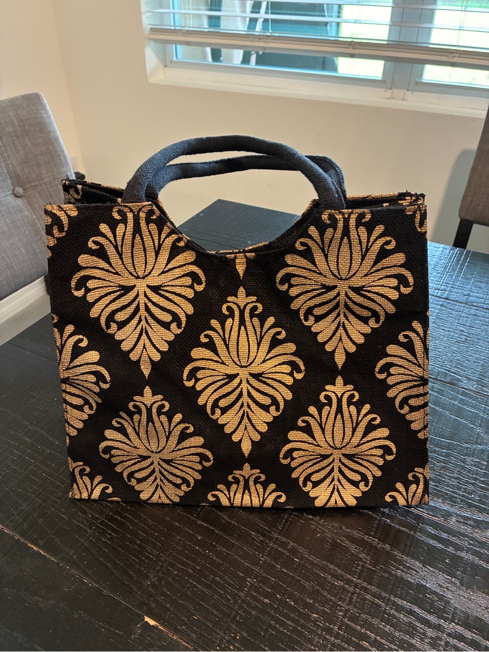 Elegant Black and Gold Patterned Tote Bag
